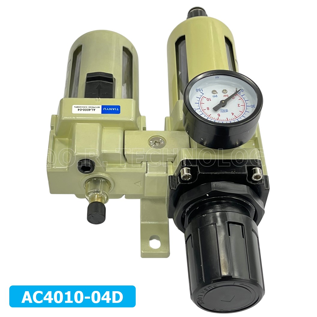 (1ชิ้น) AC4010-04D ชุดกรองลมแบบ 2 ตอน Auto Drain FRL 2 Unit Air Filter, Regulator & Lubricator TIANYU AC (AW+AL) แบบระบายน้ำอัตโนมัติ