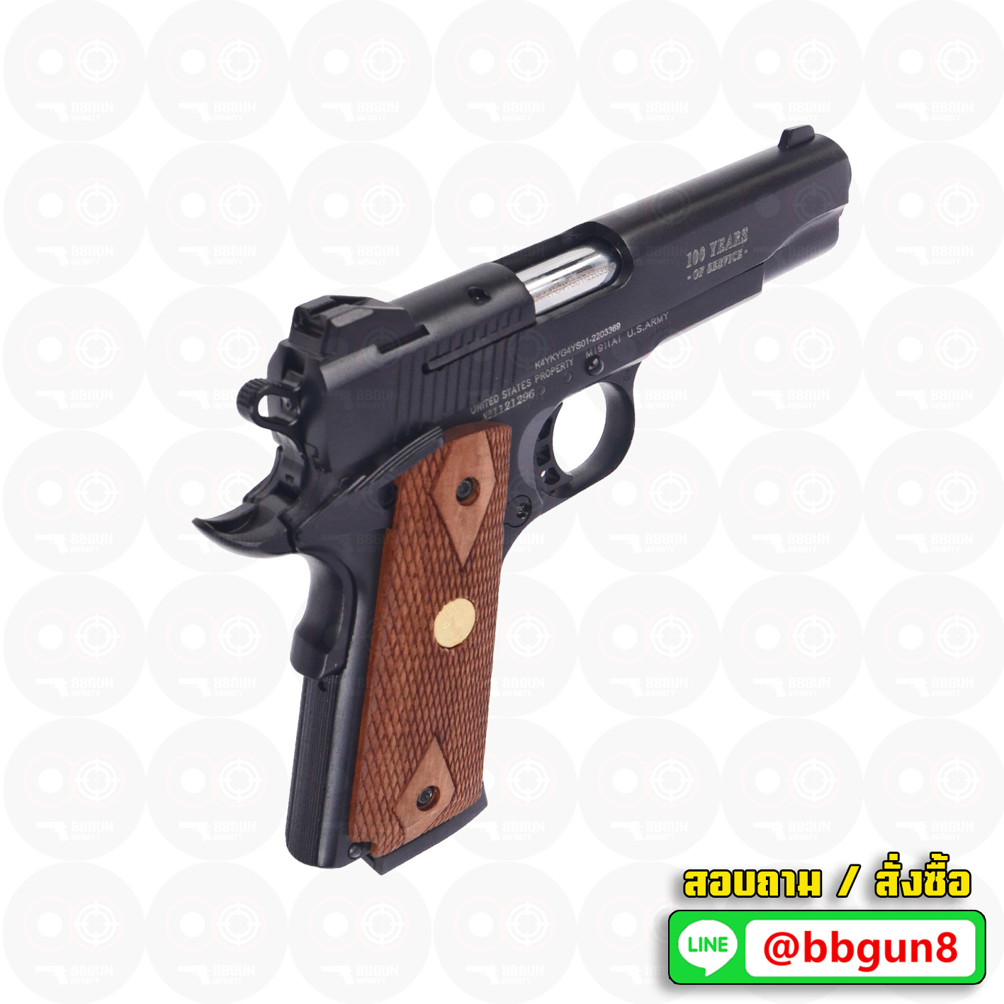 แบลงค์กัน KUZEY M1911 5 นิ้ว COLT GOVERMENT 100 Year สีดำ blank gun ด้ามไม้