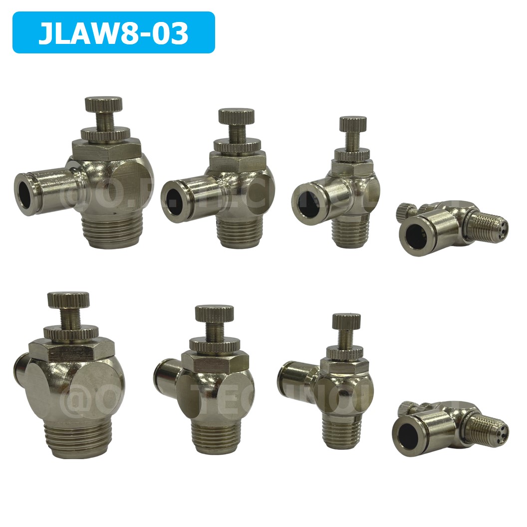 (1ชิ้น) JLAW8-03 ข้อต่อลมสแตนเลส ข้อต่อปรับลม งอ STAINLESS Air Flow Speed Controller ควบคุมความเร็วลม Speed Control valve JLAW JSL