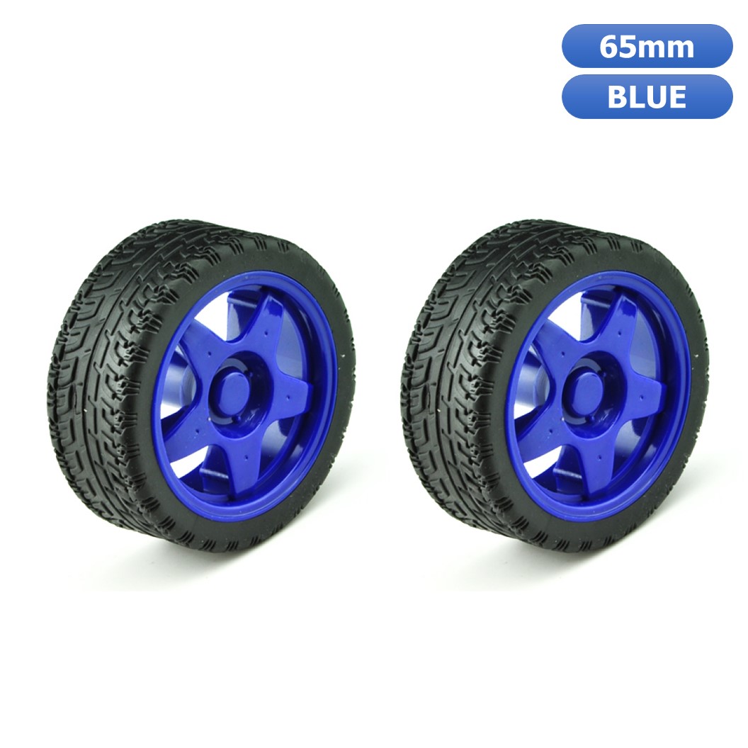 (1ชุด มี 2ล้อ) ND024 ล้อรถ ล้อรถหุ่นยนต์ ล้อประกอบรถ ล้อรถของเล่น สีน้ำเงิน ขนาด 65mm Robot Smart Car Wheel (Blue)