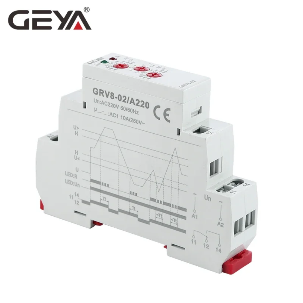 GEYA Delay Time Relay รีเลย์ตั้งเวลาอิเล็กทรอนิกส์ รุ่น GRV8-02 Un : DC12V,AC/DC24V-48V,AC220V 50/60Hz
