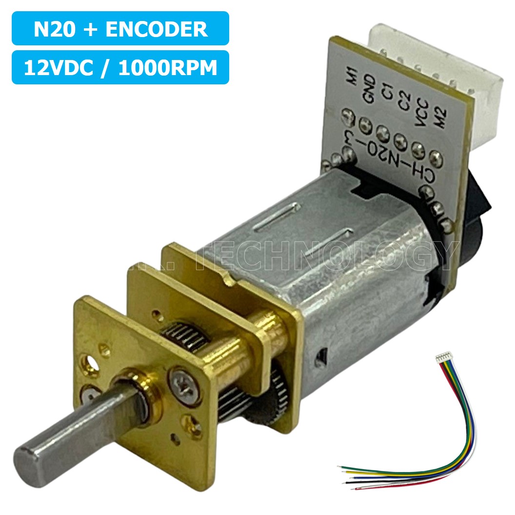 (1ชิ้น) JB337 มอเตอร์เกียร์ N20 12VDC 1000RPM พร้อม เอ็นโค้ดเดอร์ Micro Gear Motor DC with Encoder แกนขนาด 3mm D Shaft มอเตอร์ทดเฟือง GA12-N20 ไมโครมอเตอร์ มอเตอร์