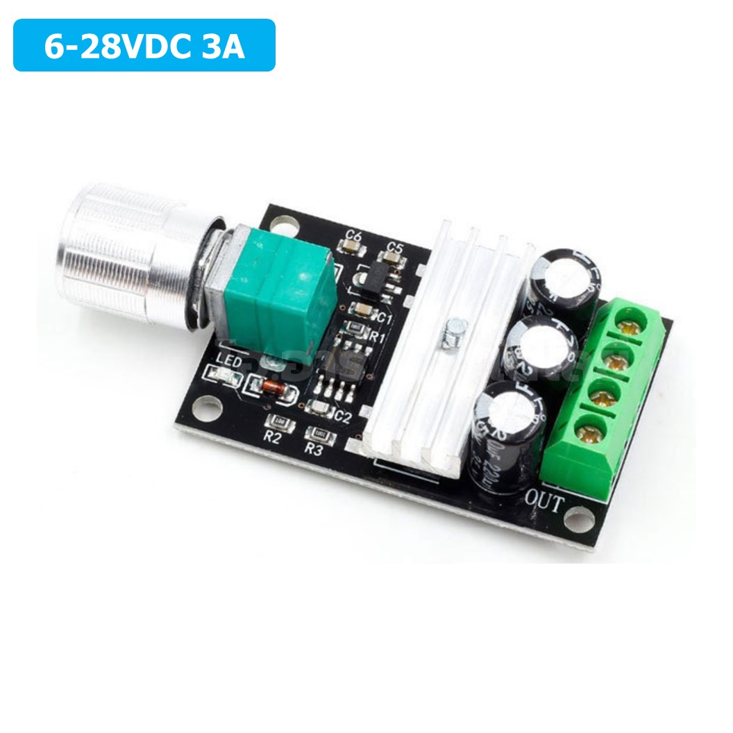 1203B-K ตัวปรับความเร็วรอบมอเตอร์ 6-28VDC 3A PWM Motor DC Speed Controller **ไม่มีสวิทช์หมุนกลับทาง 1203BK