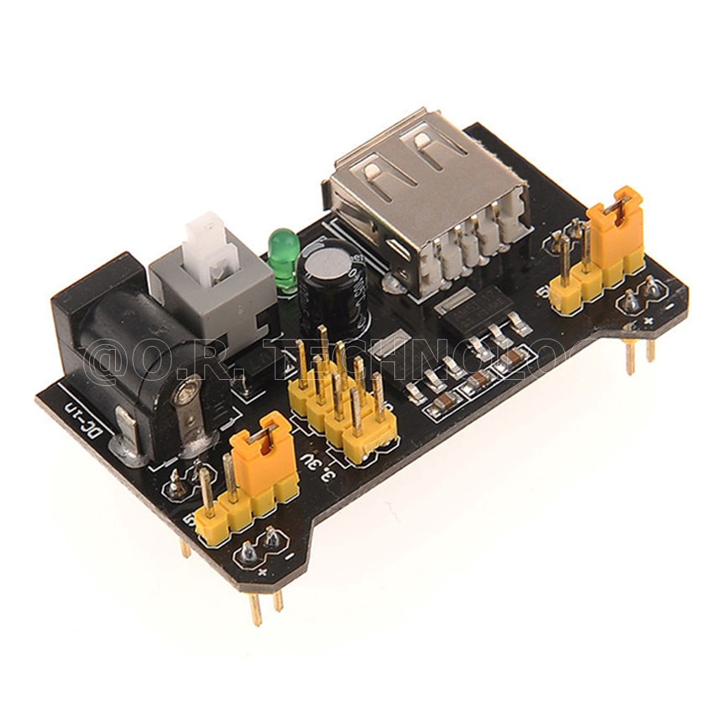 (1ชิ้น) AA076 โมดูลเพาเวอร์ซัพพลาย โมดูลจ่ายไฟ โมดูลแปลงไฟ สำหรับบอร์ดทดลอง โฟโต้บอร์ด MB102 Breadboard Power Supply Module 3.3V 5V (Input voltage: DC jack 6.5-12VDC or USB power supply, Output voltage: 3.3V, 5V switchable 700mA)