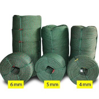 เชือกไนล่อน สีเขียวขี้ม้าแต้มแดง คุณภาพดี ขนาด 4-6 มิลลิเมตร มัดของ ทำราวตากผ้า
