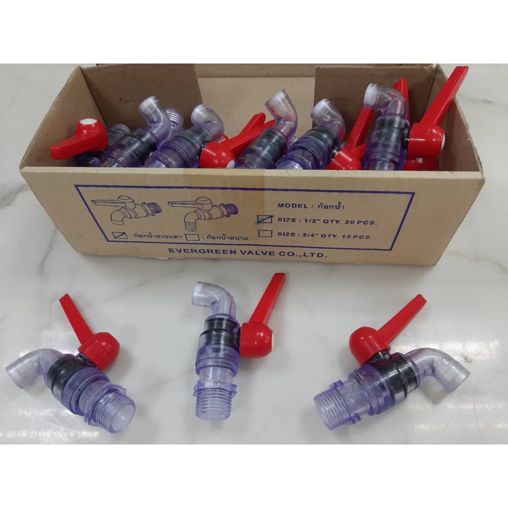 ก๊อกบอลสีใส 1/2 , 3/4 อย่างดี CK (ราคารวมแวท) ก๊อกนํ้าปะปา สแตนเลส ติดผนัง อเนกประสงค์