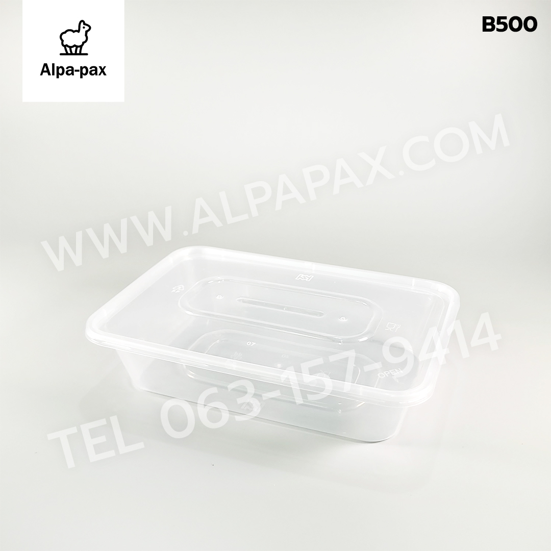 B500กล่องอาหารพลาสติก+ฝา 500ml. (ลัง 300ใบ) กล่องไมโครเวฟ กล่องข้าว กล่องอาหาร กล่องใส่อาหาร