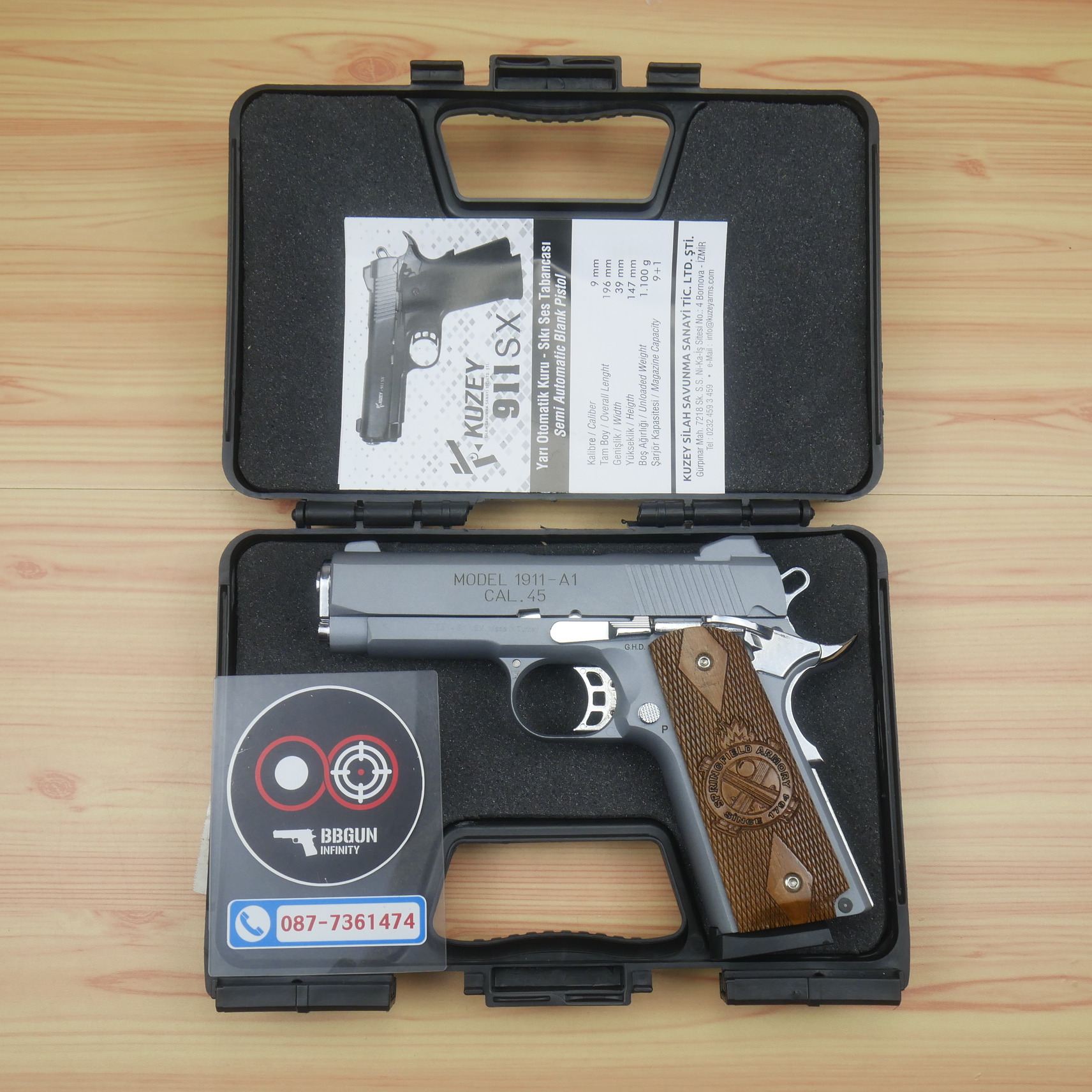 แบลงค์กัน KUZEY M1911 SPRINGFIELD ARMORY สีสโมค 4นิ้ว blank gun