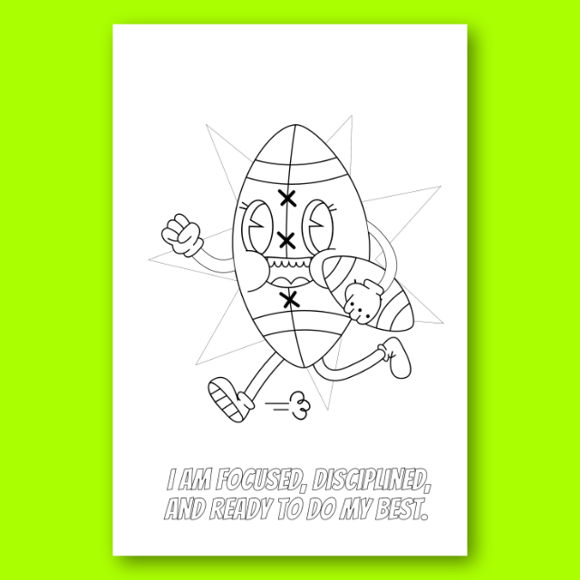 สมุดระบายสีตัวการ์ตูนเล่นกีฬาสุดฮิต Sports Coloring Book พร้อมคำคมสร้างแรงบันดาลใจ
