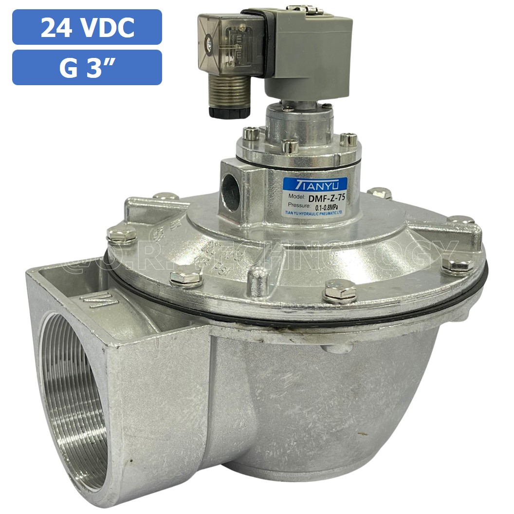 (1ชิ้น) DMF-Z-75 24VDC วาล์วพัลส์ดักฝุ่น อลูมิเนียม 2 Way Right Angle Solenoid Pulse Valve Aluminum Alloy Dust Collector
