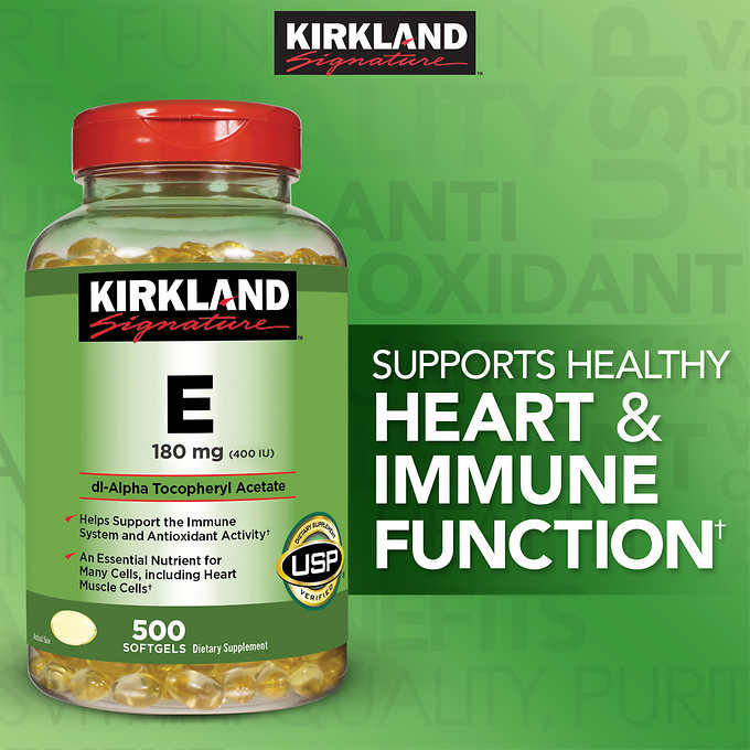 Kirkland Vitamin E 400 I.U - 500 เม็ด ช่วยบำรุงผิว และชะลอการเสื่อมสภาพของเซลล์ต่างๆในร่างกาย จากอเมริกาค่ะ