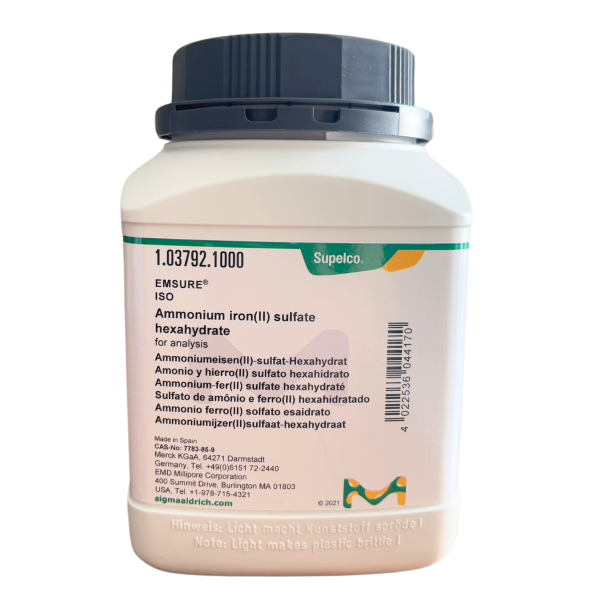 103792.1000 Ammonium Iron(II) Sulfate Hexahydrate, 1 Kg Merck