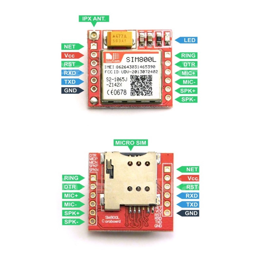 NA243 โมดูลซิม โมดูลสื่อสาร SIM800L GPRS GSM Module Quad-Band Micro SIM Slot GSM with the Antenna