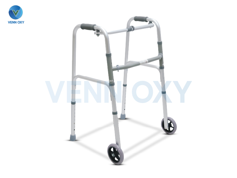 Multifunction Aluminium Walker with Wheels วอล์คเกอร์อลูมิเนียม 4 ขา พับได้ มีล้อ