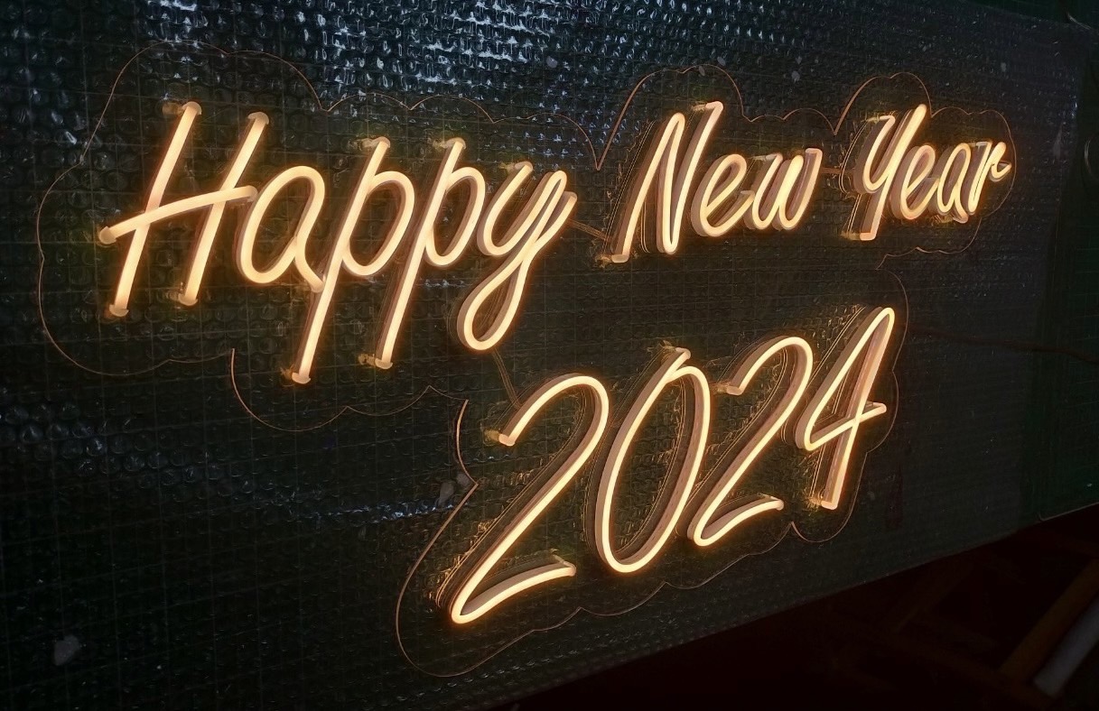 ป้ายไฟนีออนดัดled flex Happy New Year 2024