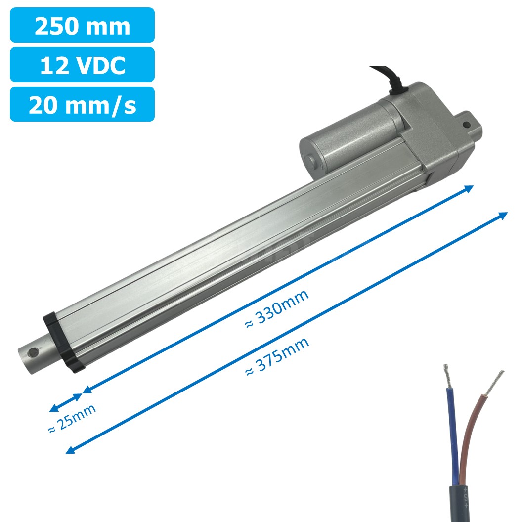 CLB-250 12VDC มอเตอร์ก้านชัก ระยะชัก 250mm 20mm/s 700N Electric Linear Actuator Low Noise เสียงรบกวนน้อย พัตเตอร์ไฟฟ้า Putter
