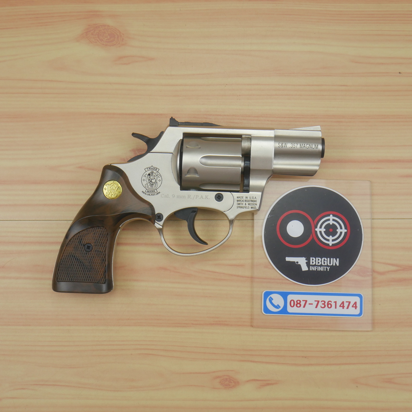 Ekol Lite แบลงค์กัน ลูกโม่ 2 นิ้ว สีซาติน (Satin) Smith & Wesson blank gun Revolver 2 inch กระดุมทอง