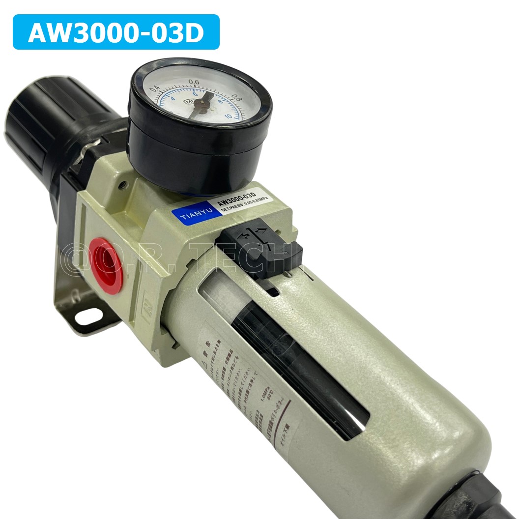 (1ชิ้น) AW3000-03D ชุดกรองลมปรับแรงดัน Auto Drain ระบายลมออก แบบอัตโนมัติ Air Filter Regulator AW Pneumatic TIANYU ชุดกรองลม + ตัวปรับลม
