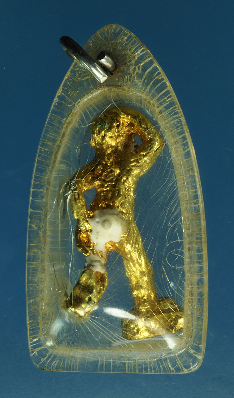 *28659 ลิงหลวงพ่อเปลี้ย วัดชอนสารเดช เลี่ยมพลาสติกเก่า 12