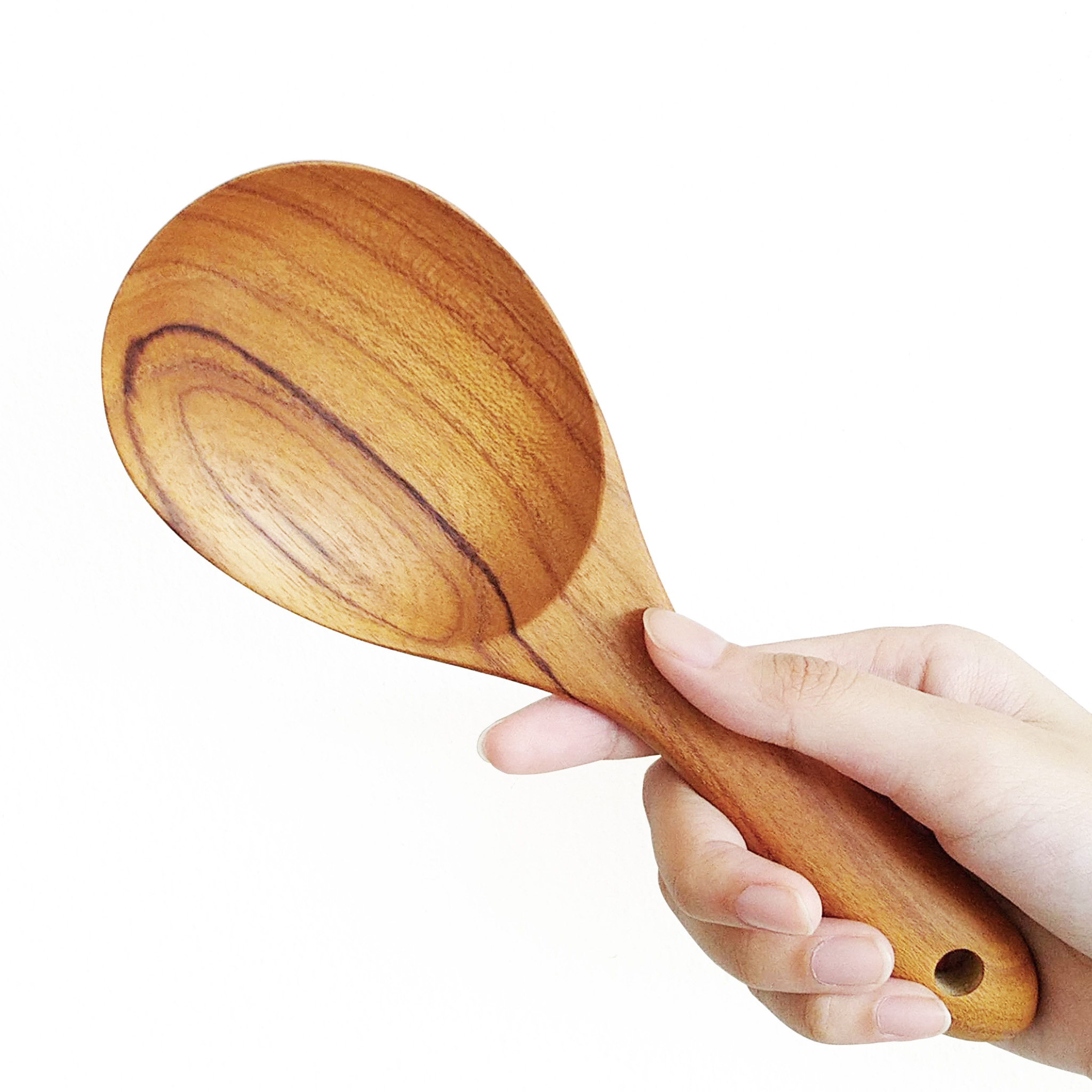 กูปรี ทัพพีตักข้าวไม้สัก ไทย ขนาดใหญ่ KOUPREY Thai Natural Big Brown Teak Wood Rice Paddle