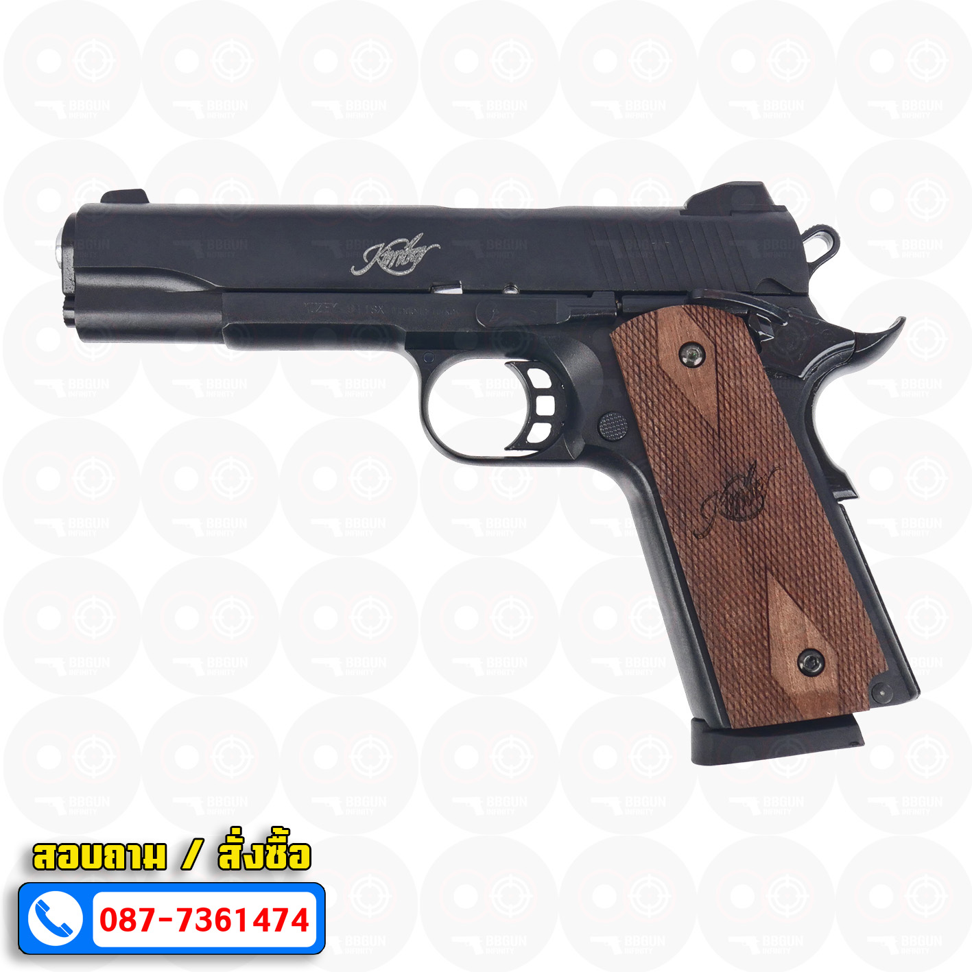 แบลงค์กัน KUZEY M1911 ลำกล้อง 5 นิ้ว KIMBER Blank Gun สีดำ ด้ามไม้