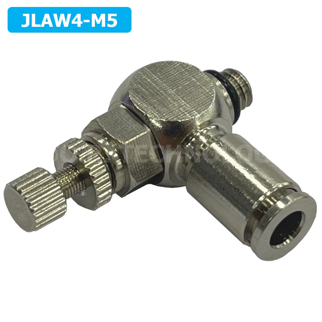 (1ชิ้น) JLAW4-M5 ข้อต่อลมสแตนเลส ข้อต่อปรับลม งอ STAINLESS Air Flow Speed Controller ควบคุมความเร็วลม Speed Control valve JLAW JSL