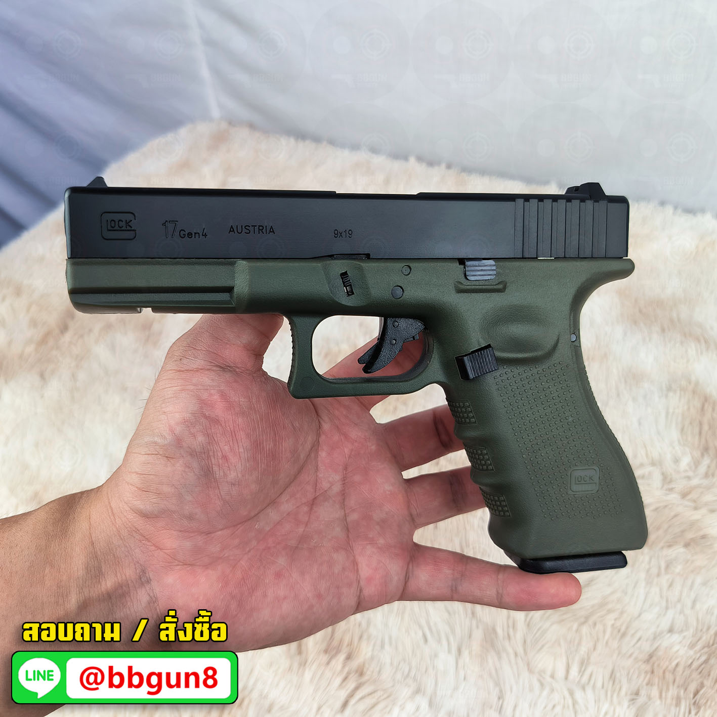 บีบีกันอัดแก๊ส Army Armament (R17SD-A) Glack 17 Gen 4 ด้ามสีเขียว (OD) BB GUN