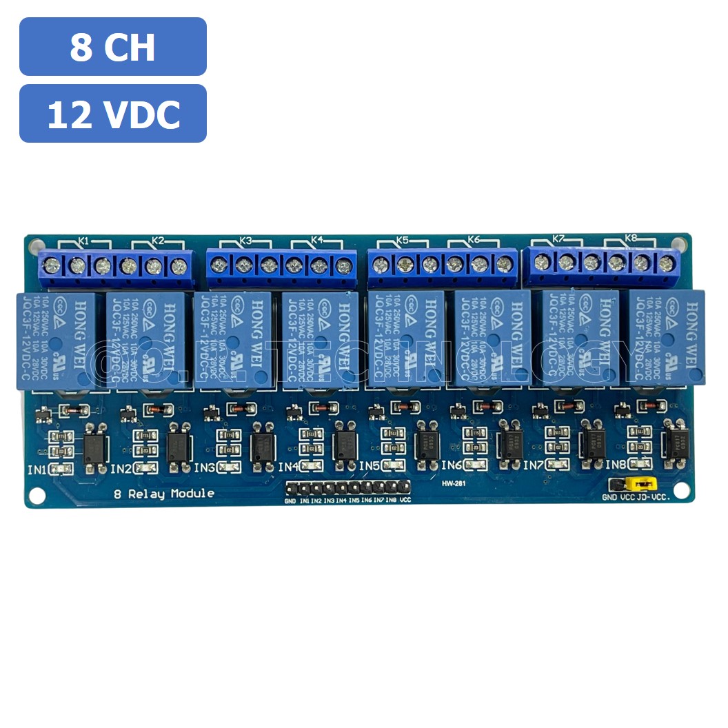 (1ชิ้น) NA195 โมดูลรีเลย์ 12VDC 8 ช่อง รีเลย์ 8 Channel Low Level Relay Module DC 12V (with light coupling)