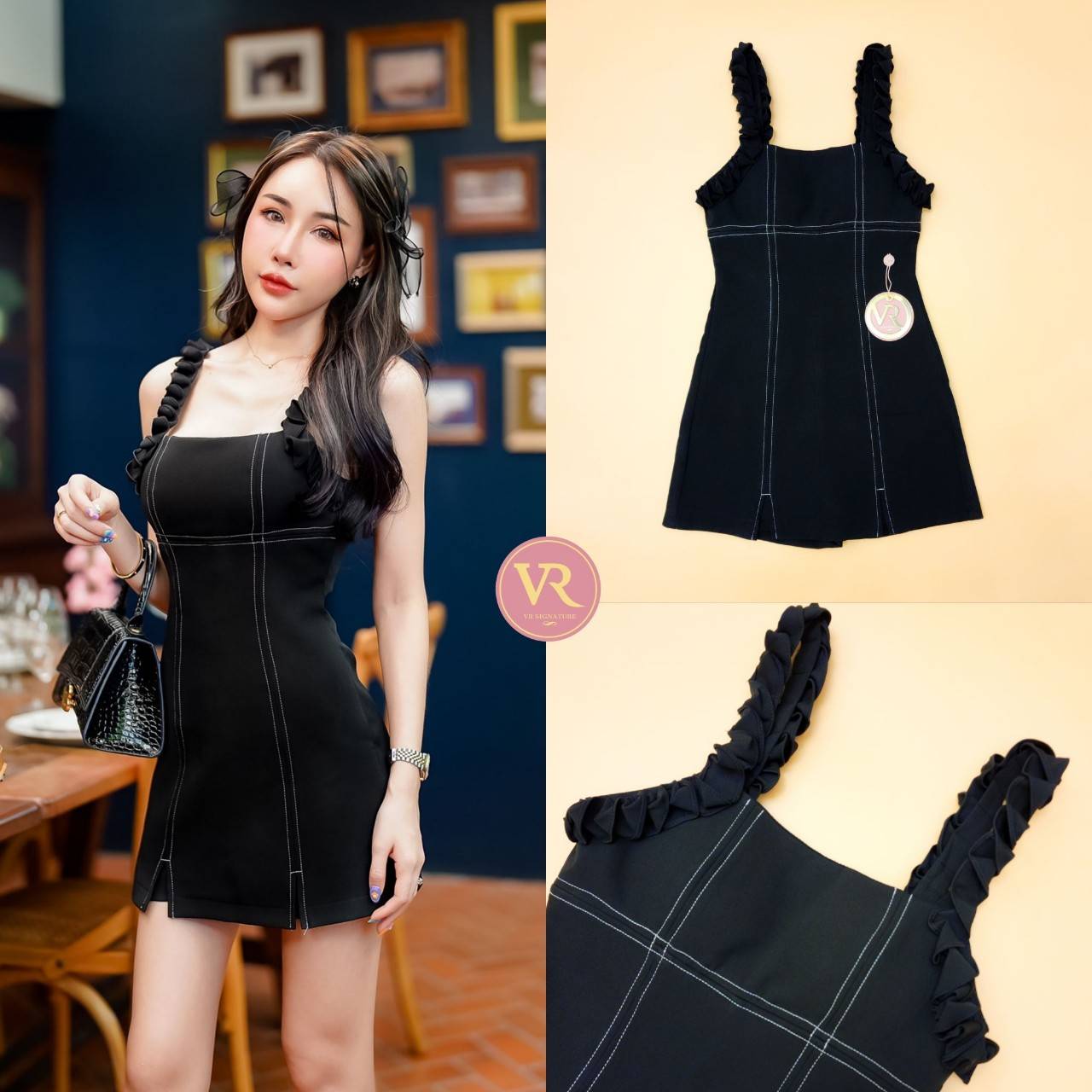 Jumpsuit สายเดี่ยว กระโปรงกางเกง จับจีบช่วงสาย