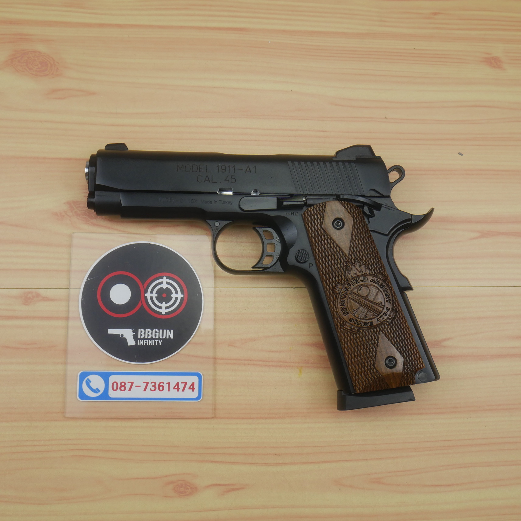 แบลงค์กัน KUZEY M1911-A1 ลำกล้อง 4 นิ้ว SPRINGFIELD ARMORY สีดำ blank gun ด้ามไม้