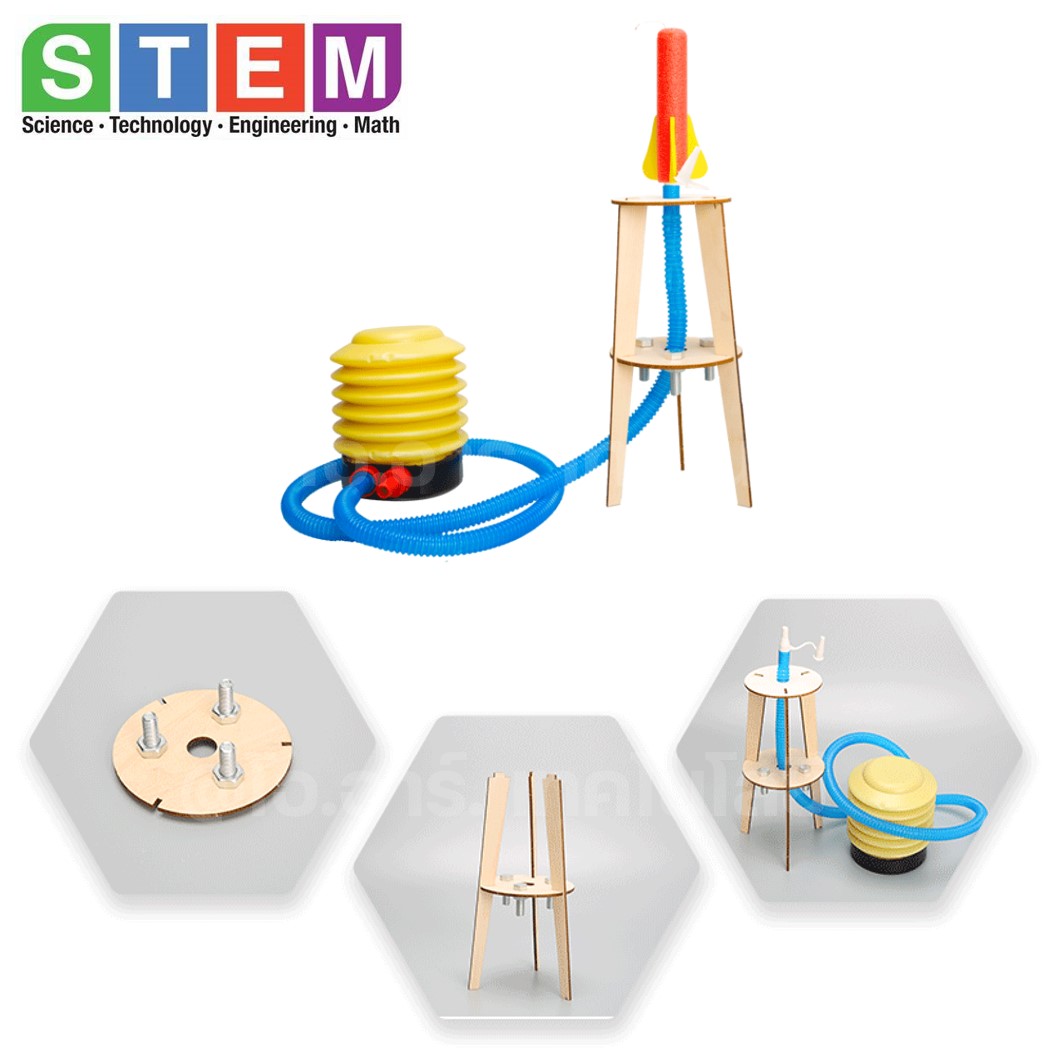 T-M135 ชุดประกอบไม้ จรวด พลังงานลม Air Rocket Launcher Wooden Kit STEM Education ของเล่นเสริมทักษะ เสริมพัฒนาการ ชุดเรียนรู้ ชุดทดลอง จรวดแรงดันลม