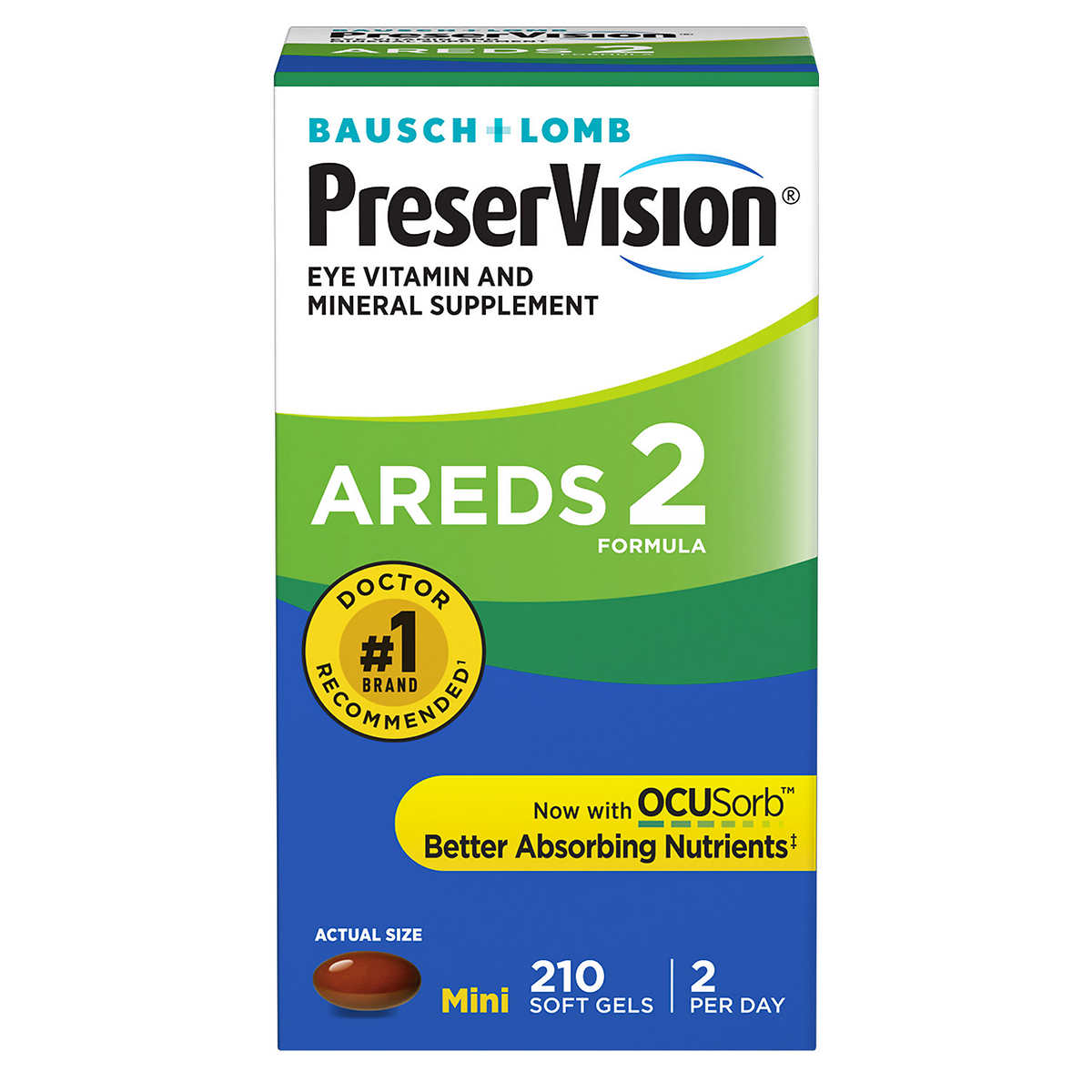 ขวดใหญ่ 210 เม็ด BAUSCH + LOMB ( Bausch and Lomb Areds 2 ) PreserVision AREDS2 eye vitamin and mineral วิตามินบำรุงสายตา