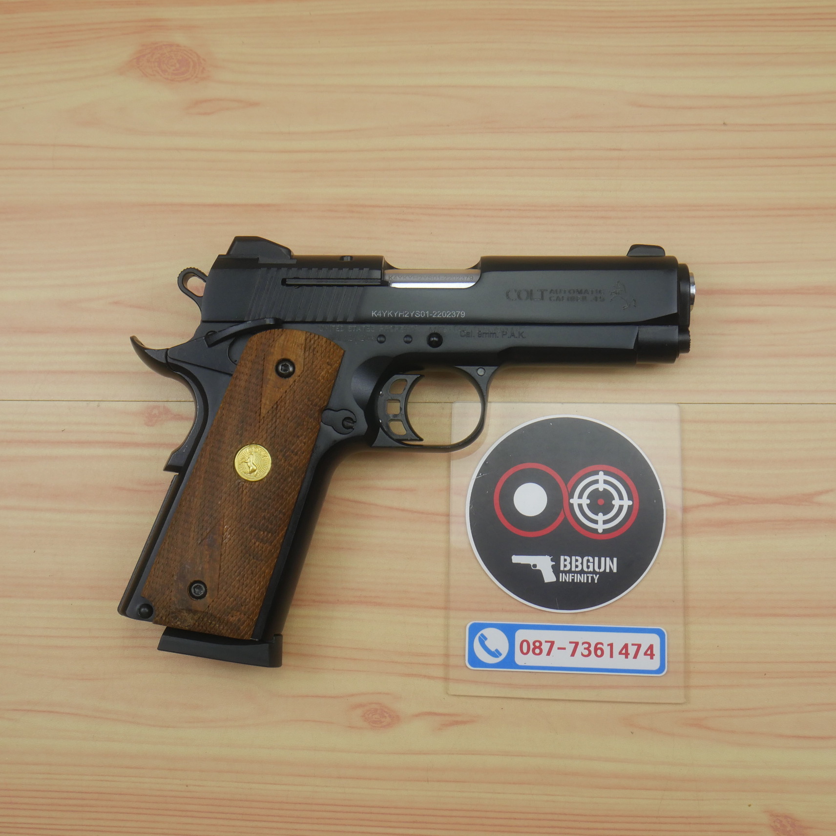 แบลงค์กัน KUZEY M1911 COLT MK IV SERIES 80 สีดำ 4 นิ้ว ด้ามไม้ Blank Gun