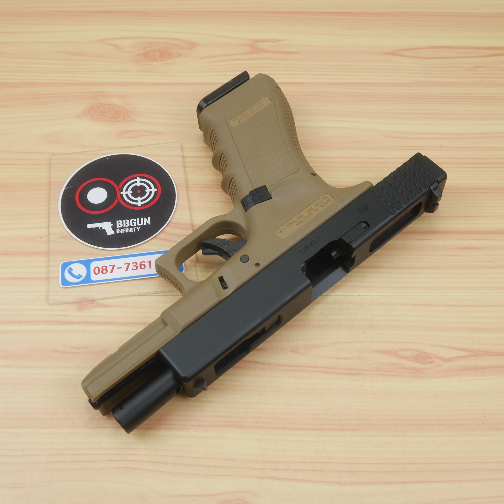 บีบีกันอัดแก๊ส Army R18B Glock 18C Gen3 ทราย Tan BB GUN