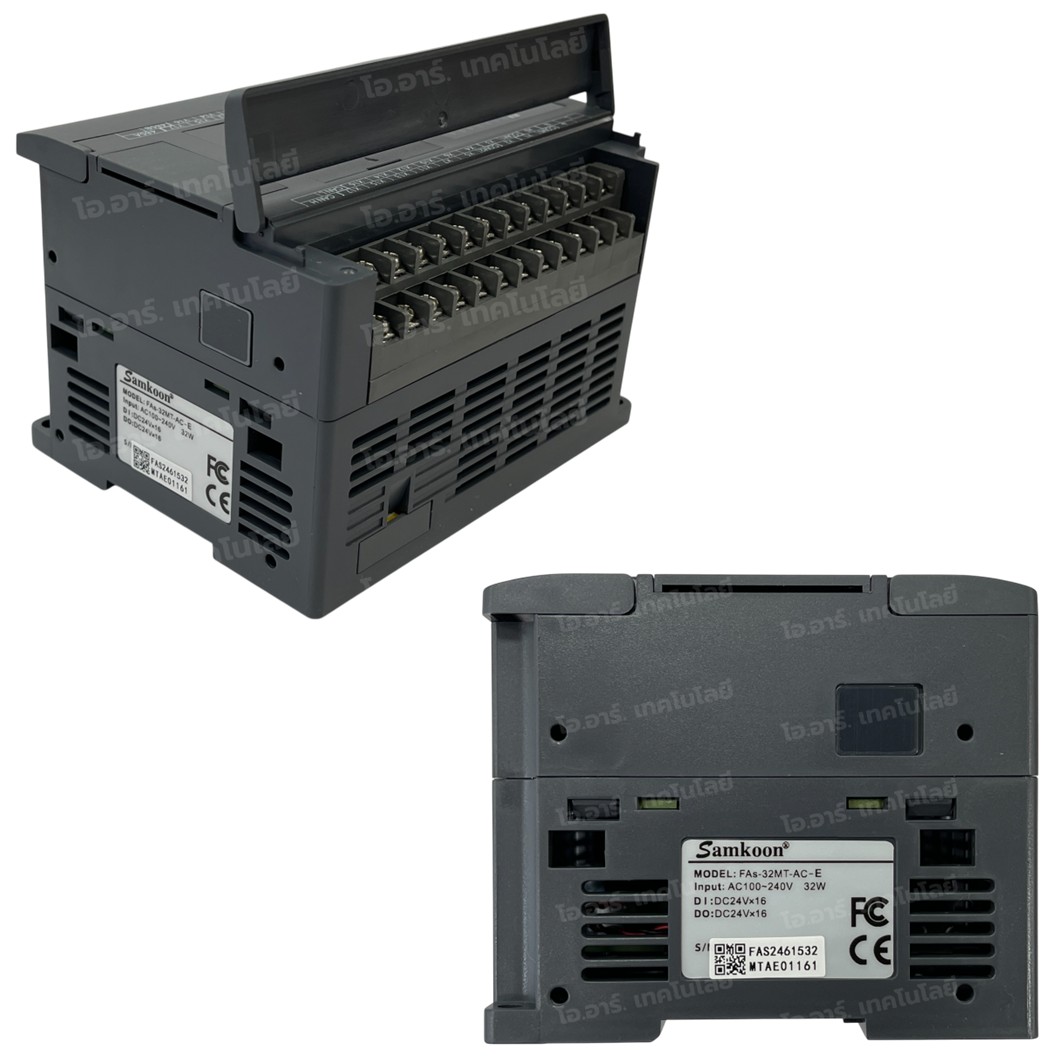 SAMKOON PLC FAs-32MT-AC-E 220VAC 32IO 16IN 16OUT Transistor Output บอร์ดอุตสาหกรรม Interfaces: RS232, RS485, Ethernet, USB-C