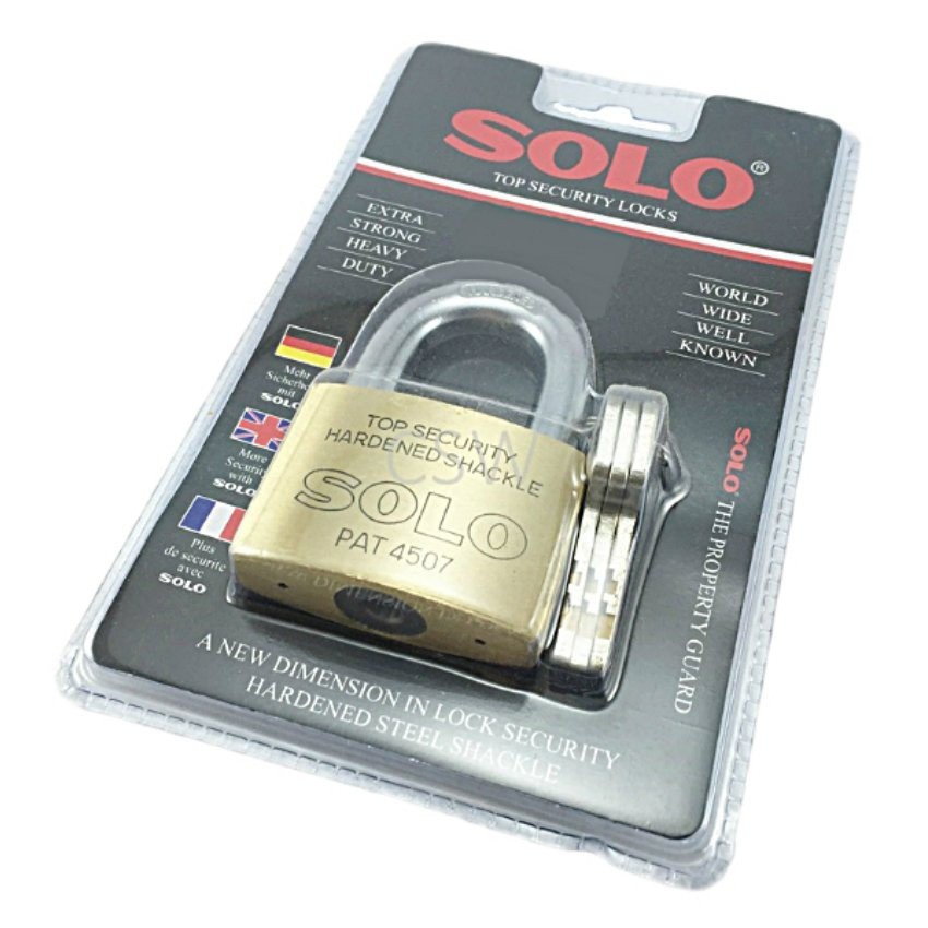 กุญแจสีทองระบบลูกปืน SOLO No. 4507N คอสั้น (ราคารวมแวท) กุญแจรหัส กุญแจล๊อครหัส กุญแจตั้งรหัส แม่กุญแจ กุญแจประตูบ้าน