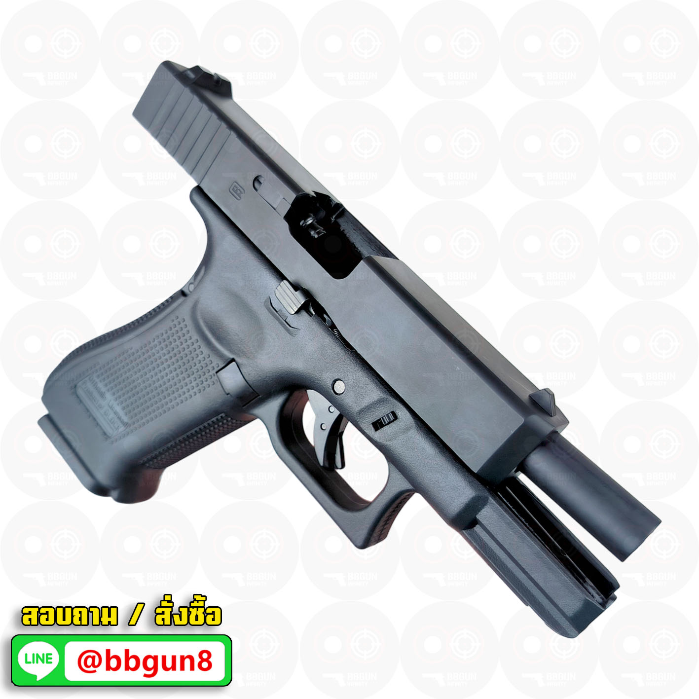 บีบีกันอัดแก๊ส E&C 1302 BK Glock 19X สีดำ BB GUN