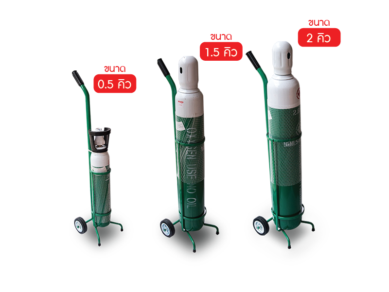 รถเข็นถังออกซิเจนขนาด 0.5 คิว 1.5 คิวและ 2คิว