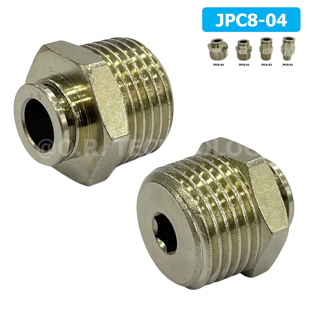 (1ชิ้น) JPC8-04 ข้อต่อลมสแตนเลสเกลียวนอก ข้อต่อลมเกลียวนอก ข้อต่อลม สแตนเลส STAINLESS Male Thread Straight Quick Connector Fitting