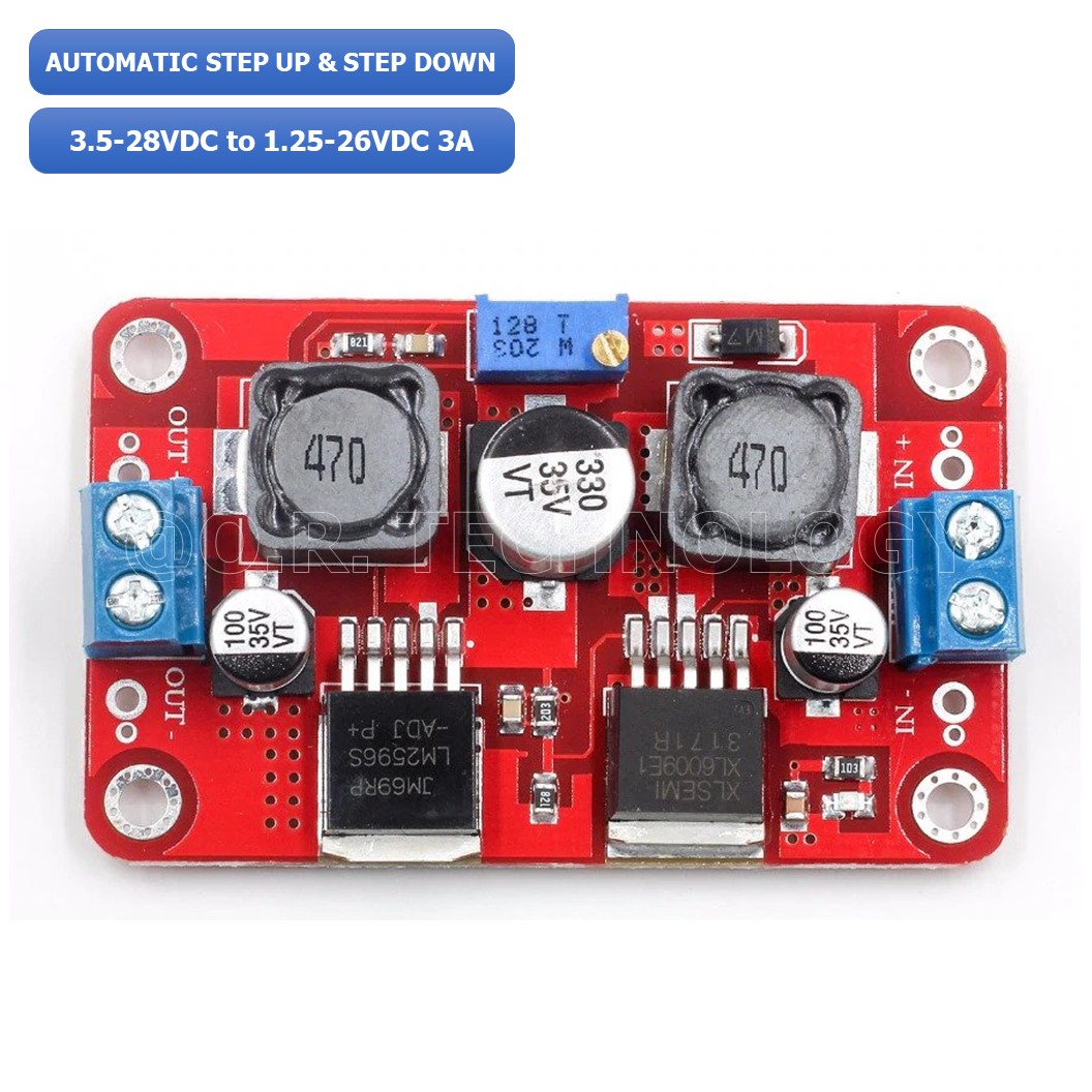(1ชิ้น) AA253 โมดูลปรับเพิ่ม-ลดแรงดันไฟ โมดูลแปลงไฟ XL6009 LM2596S DC-DC Automatic Step Up & Step Down Solar panel Module (Buck and Boost convertor) 3.5-28VDC to 1.25-26VDC 3A