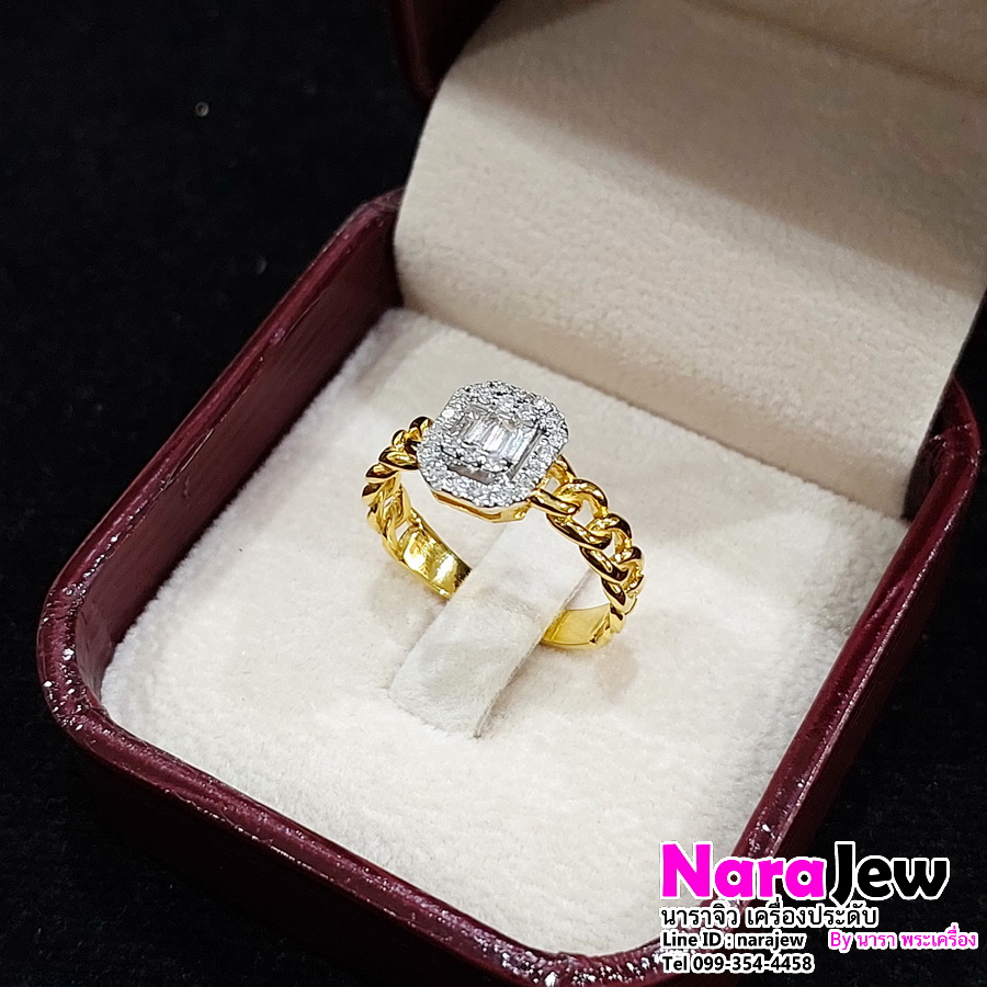 แหวนเพชรแท้ ก้านแหวนลายเลส ดีไซน์สวยเรียบหรู