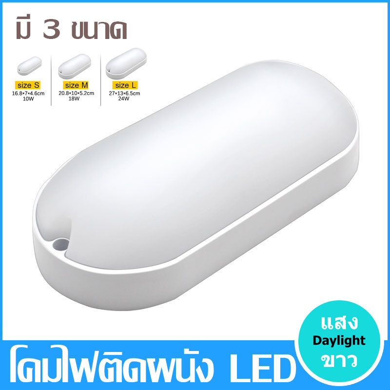 โคมไฟติดผนัง โคมติดผนัง ไฟผนัง ภายนอก LED ทรงโมเดิร์น ทรงรี ขนาด 18W แสงขาว