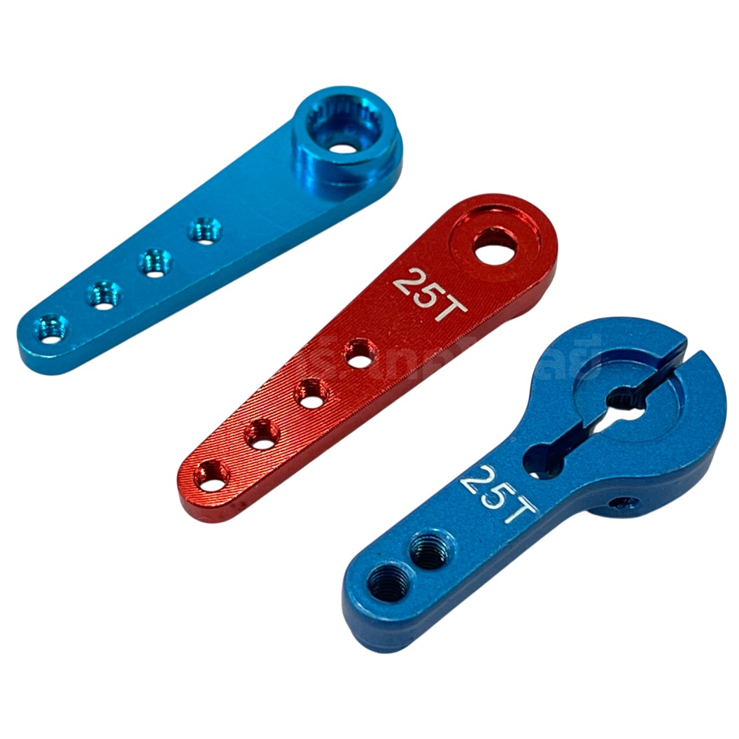 25T แขนเซอร์โว อลูมิเนียม แกนเดี่ยว Aluminum Arm Servo Motor Swing arm สีแดง/น้ำเงิน/ดำ/เงิน ตัวยึดเซอร์โว ใช้กับ MG995 MG996 MG945 เซอร์โว 25T แขนเซอร์โวมอเตอร์