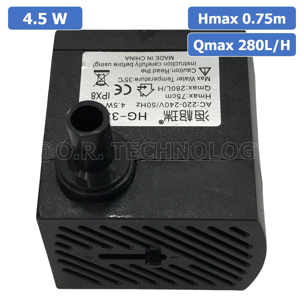 (1ชิ้น) HG-330 ปั๊มน้ำ ปั๊มแช่ พร้อมปลั๊กเสียบ 220VAC 4.5W Water pump Submersible Pump Hmax 0.75m Qmax 280L/H
