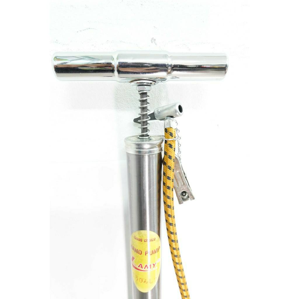 สูบลมมือแบบมีหม้อพัก งานสแตนเลส LAMY (ราคารวมแวท) ที่สูบลมมือแบบมีหม้อพัก สูบลมจักรยาน แบบมีหม้อพัก ชุบโครเมียม (1 อัน)