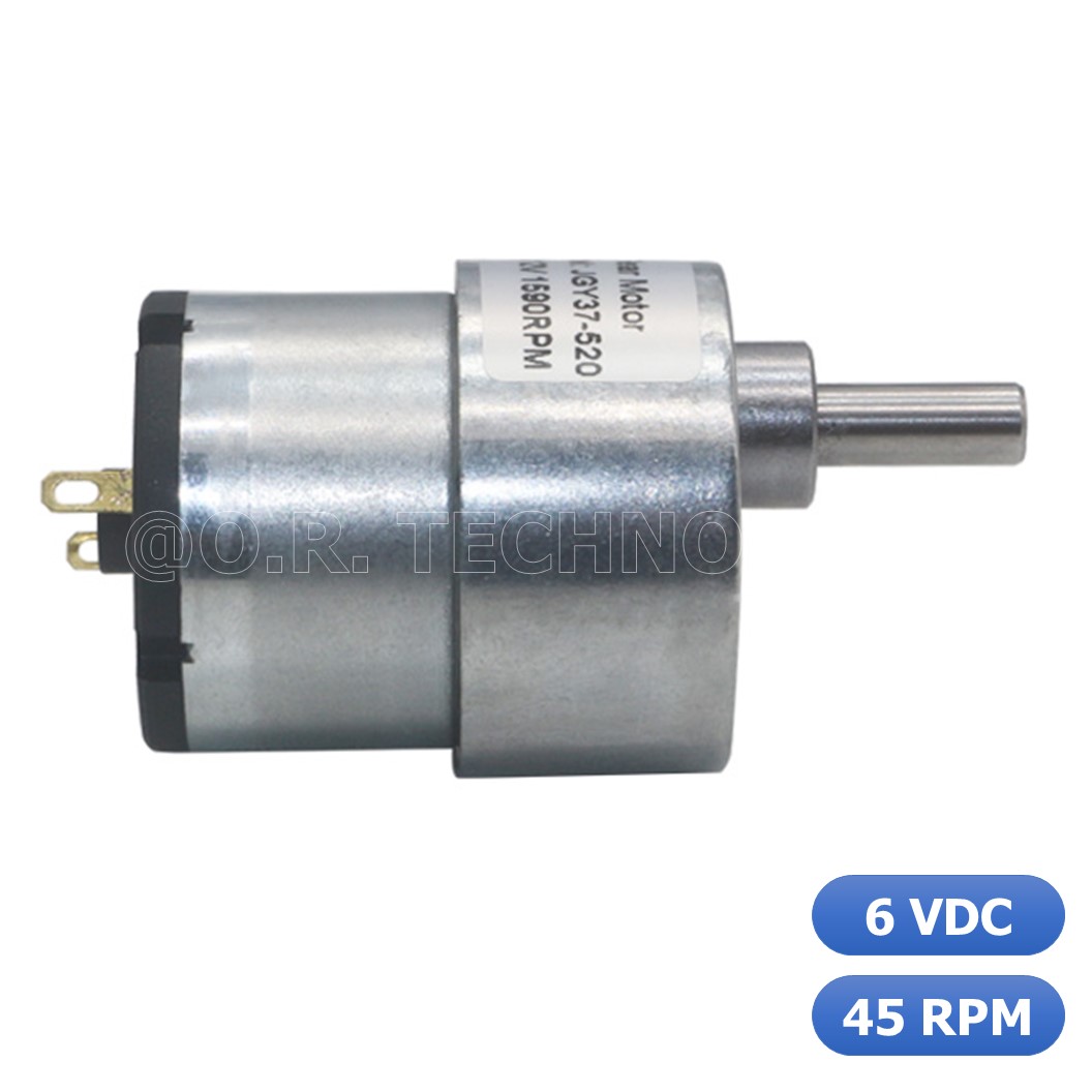 (1ชิ้น) JB005 มอเตอร์ มอเตอร์เกียร์ มอเตอร์อเนกประสงค์ ทอร์กสูง JGB37-520 JGB-520 Motor gear DC6V ความเร็วรอบ 45RPM/MIN (แกนขนาด 6mm, Shaft D)