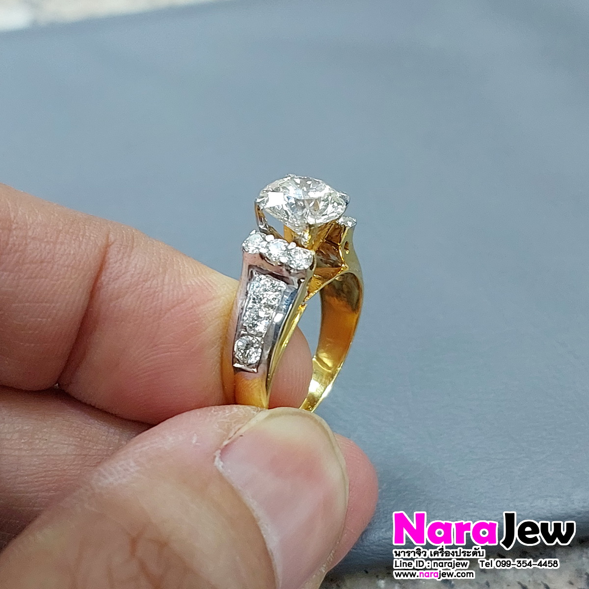 แหวนเพชร เม็ดเดี่ยว 2.03 กะรัต เพชรแท้เบลเยี่ยมคัต น้ำ 92 VS