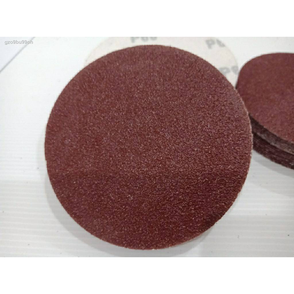 กระดาษทรายกลมแบบแปะติด 4" (กล่อง100 แผ่น)(ราคารวมแวท)กระดาษทรายแปะ กระดาษทราย ขัดไม้ ที่ขัดไม้