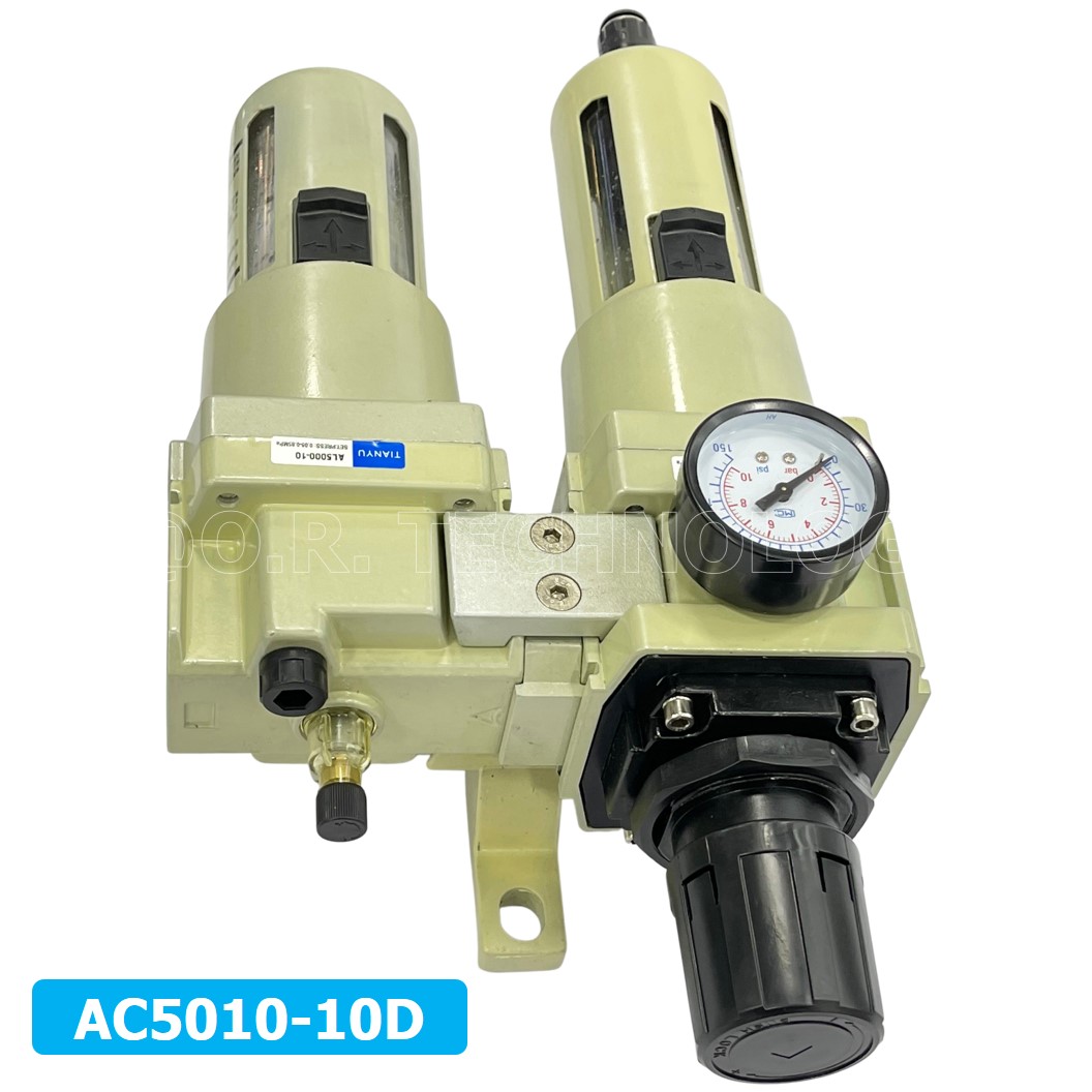 (1ชิ้น) AC5010-10D ชุดกรองลมแบบ 2 ตอน Auto Drain FRL 2 Unit Air Filter, Regulator & Lubricator TIANYU AC (AW+AL) แบบระบายน้ำอัตโนมัติ