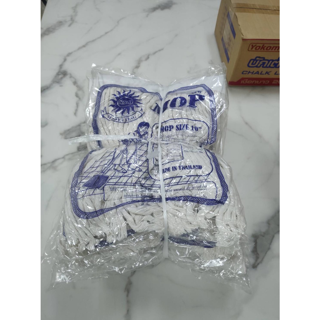 ไม้ถูพื้นม็อบหนีบ ขนาด 10" ด้ามคละสี+ผ้าแบน 200g. (มัด:1โหล)(ราคารวมแวท) {รหัสสินค้า2302304906}